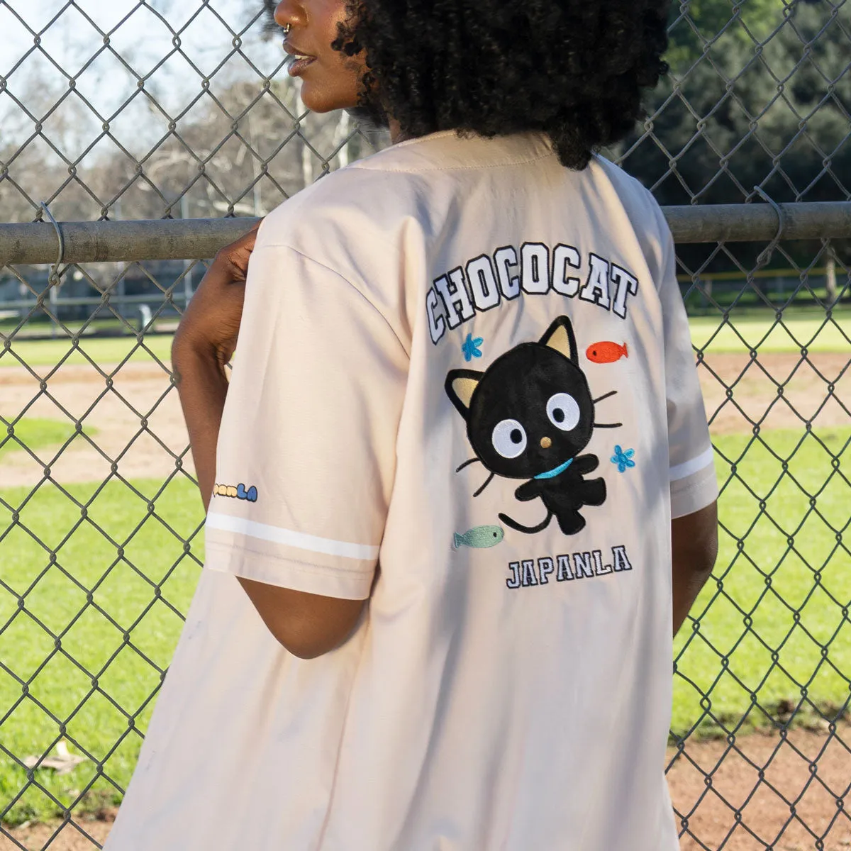 JapanLA Chococat Baseball Jersey trøye beige brodert