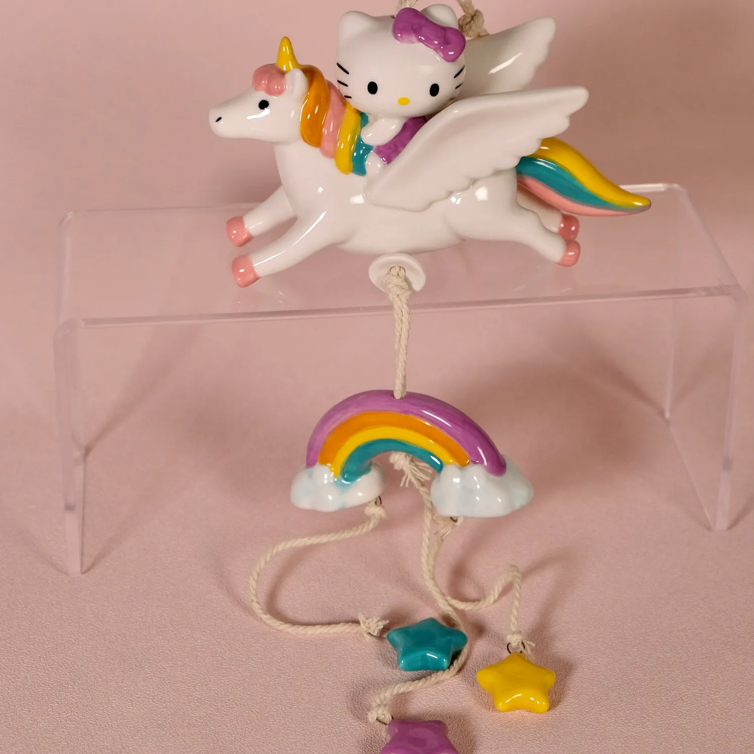 Hello Kitty Celestial keramisk vindspill enhjørning 42 cm håndmalt