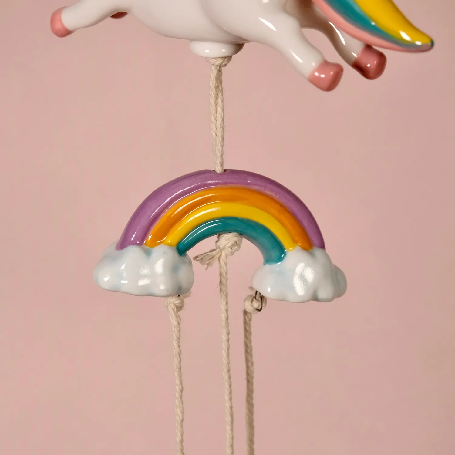 Hello Kitty Celestial keramisk vindspill enhjørning 42 cm håndmalt