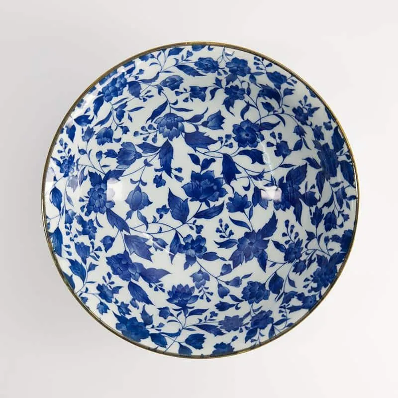 Neo Tokyo Japanese Ramen Porcelain Bowl ramenbolle 1000 ml blå blomst