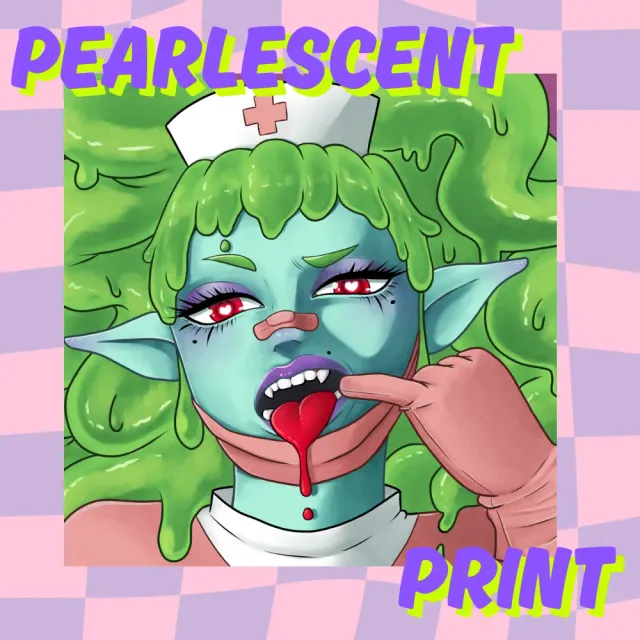 Kururu4ever Pearlescent Print Slime Girl kunsttrykk 14 × 14 cm perlemor