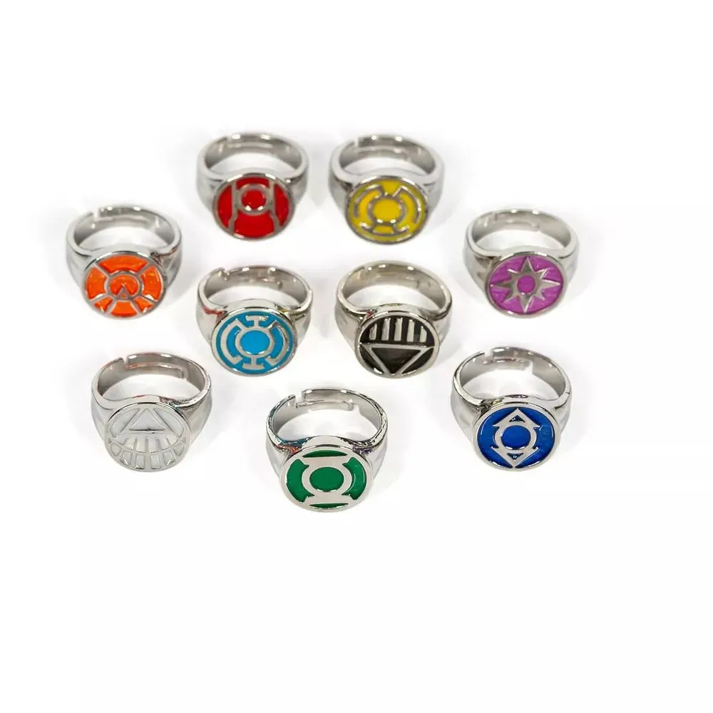 Green Lantern Emotional Spectrum justerbart ringesett 9 ringer størrelse 9–12