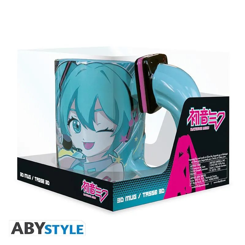 Vocaloid Hatsune Miku krus 460 ml med 3D-hank