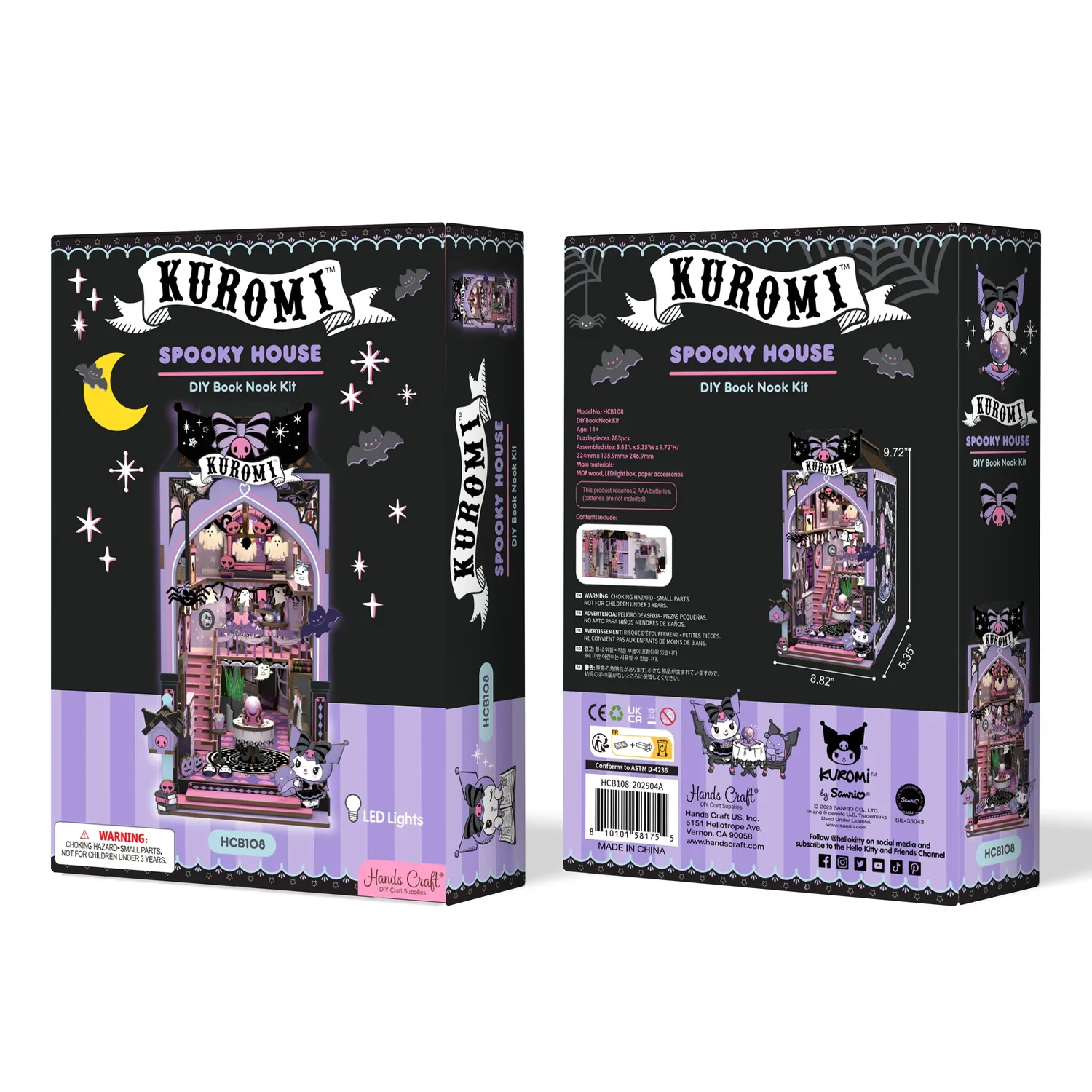 Kuromi Spooky House DIY Book Nook byggesett med LED