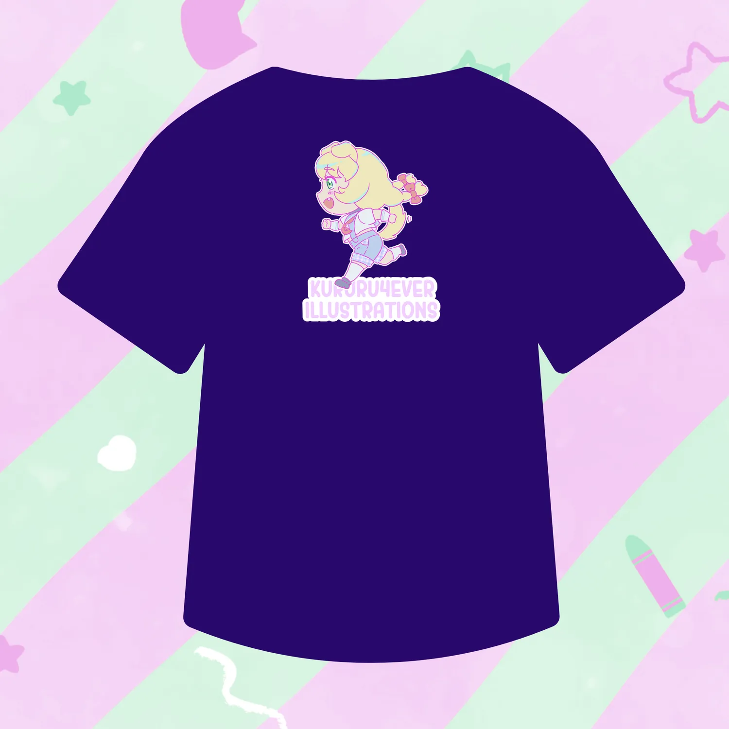 Kururu4ever Limited Dog Girl Purple Shirt skjorte M modal løs passform