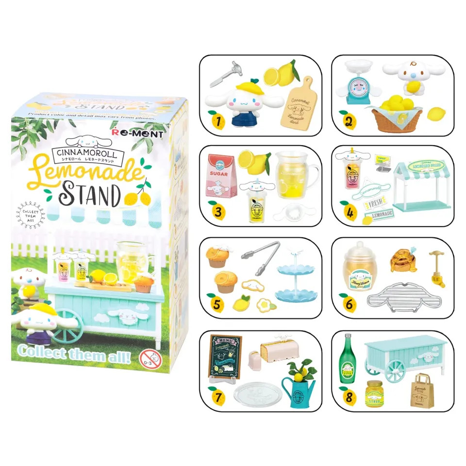 Hello Kitty Re-Ment Cinnamoroll's Lemonade Stand minifigurer blindboks 1 tilfeldig sett