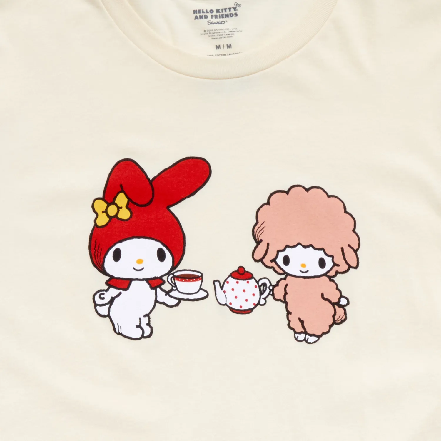 Hello Kitty My Melody & My Sweet Piano Adult Tea Time Cheers Tee T-skjorte ivory