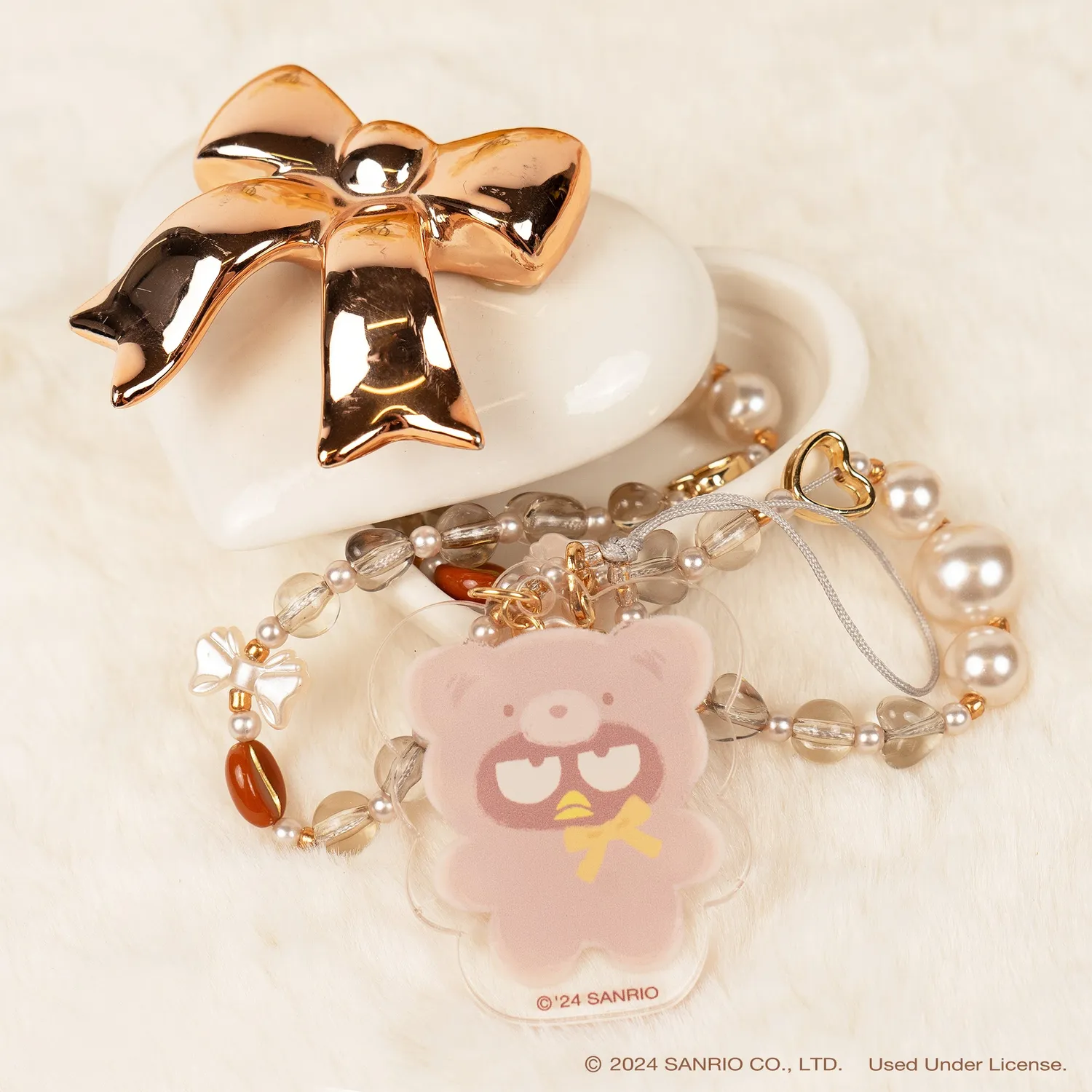 Hello Kitty and Friends Badtz-maru Latte Bear telefonrem med perler