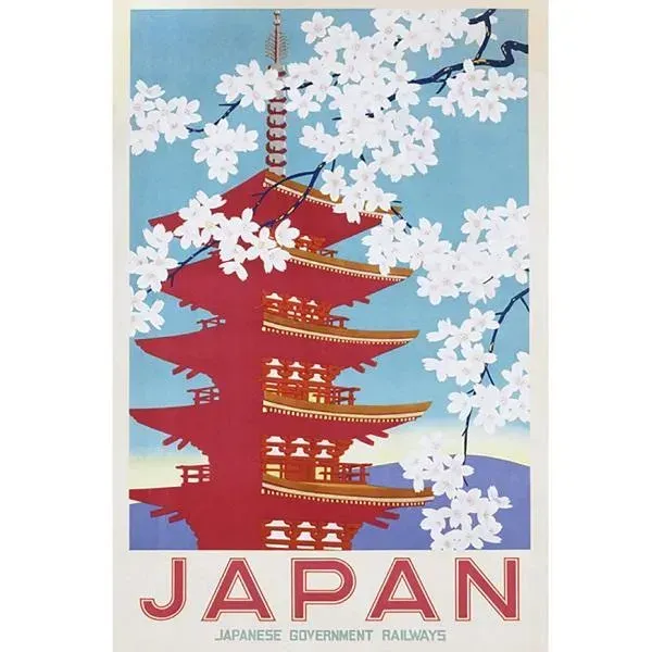 Neo Tokyo Japanese Pagoda & Sakura Branches plakat 61×91,5 cm