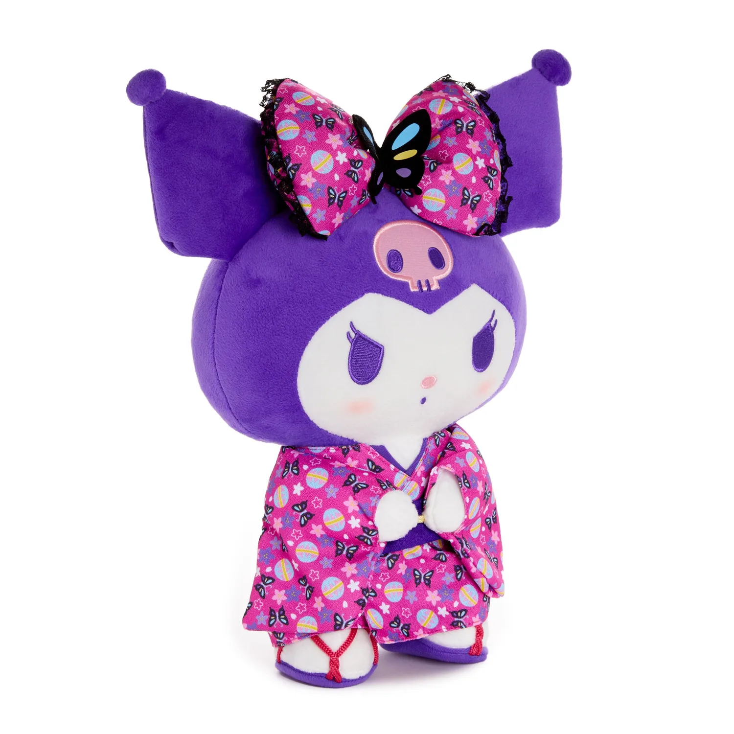 Hello Kitty Kuromi 14" stående plysjbamse rosa kimono