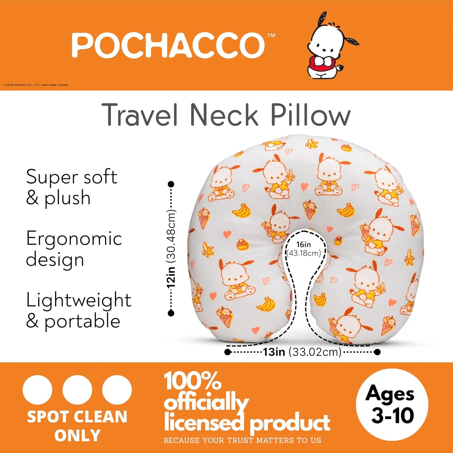 Hello Kitty Pochacco Travel Neck Pillow nakkepute bananer