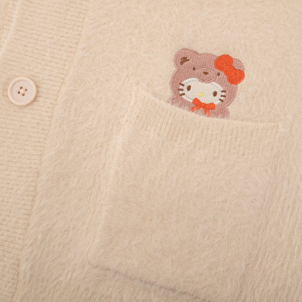 Hello Kitty Cozy Kuma JapanLA cardigan krem S–XXL broderi