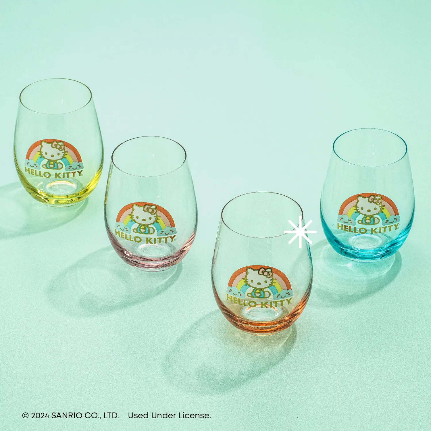 Hello Kitty Sweet Rainbow glass uten stett 4-pakning ombre