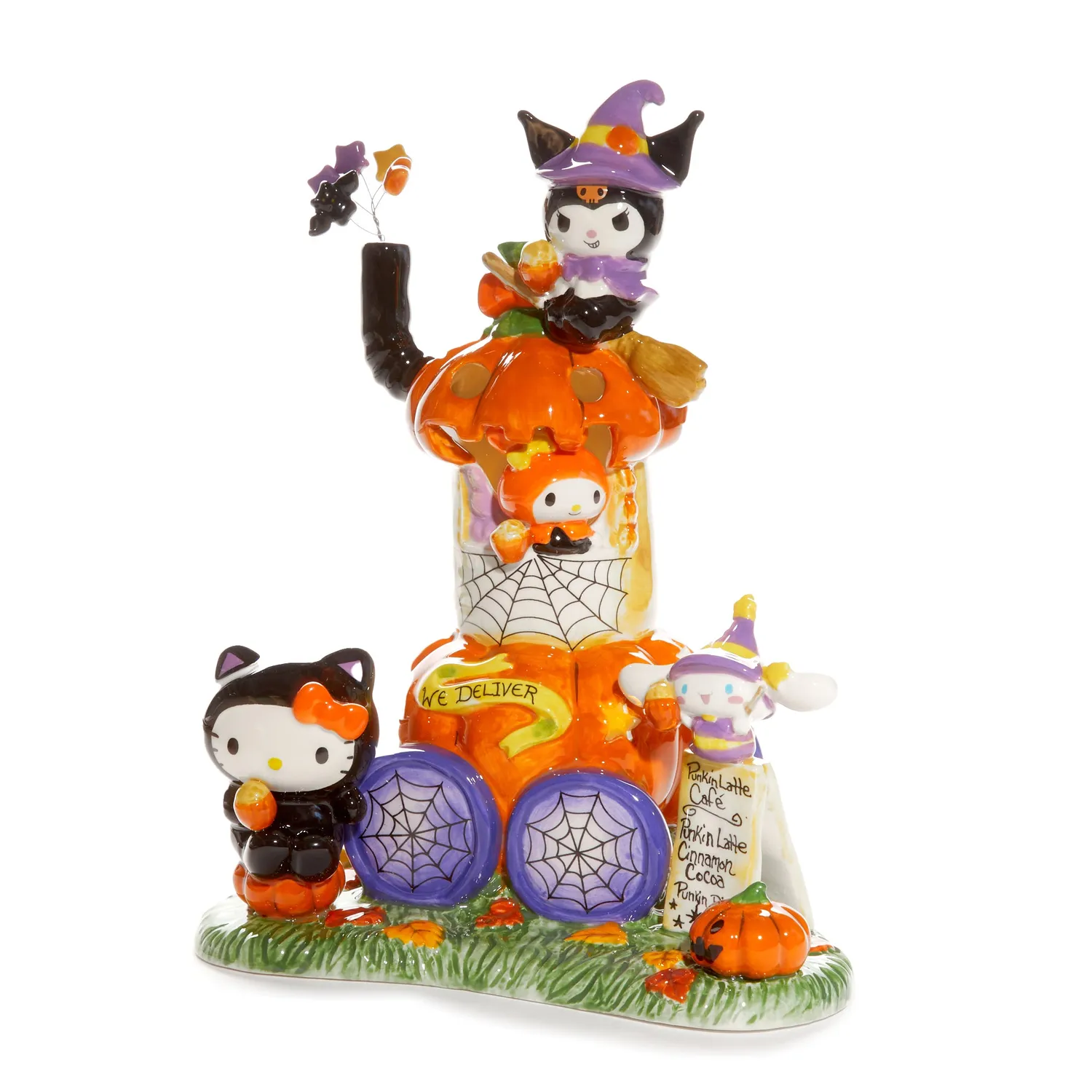 Hello Kitty and Friends Pumpkin Café Latte Candle House keramikklysestake håndmalt