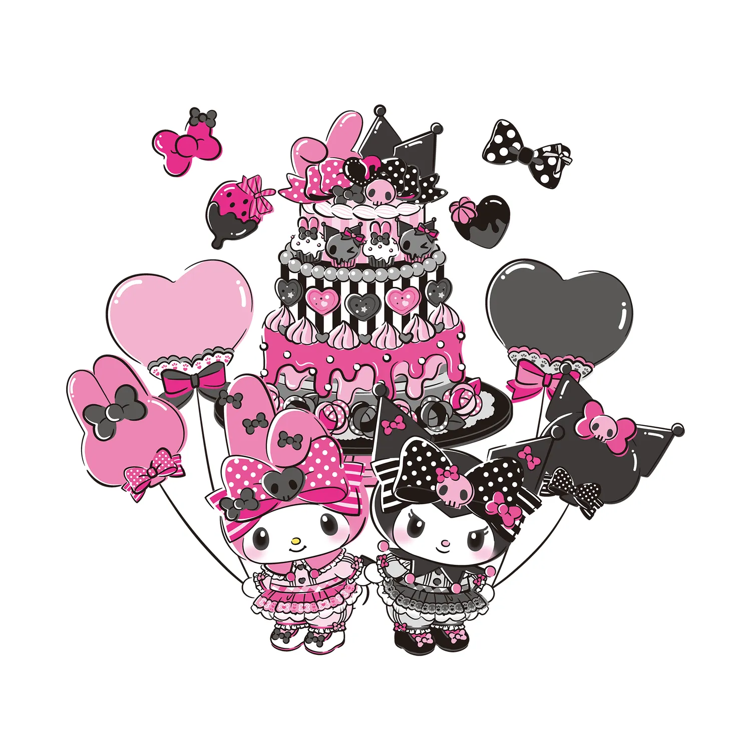 Hello Kitty My Melody 50th Anniversary and Kuromi 20th Anniversary Cake T-skjorte