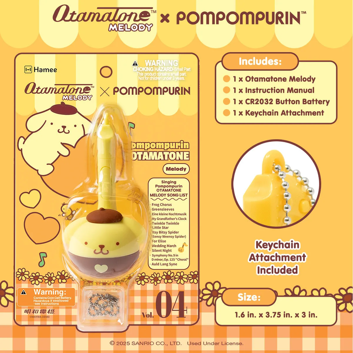 Hello Kitty Pompompurin Mini Otamatone Melody Charm nøkkelring