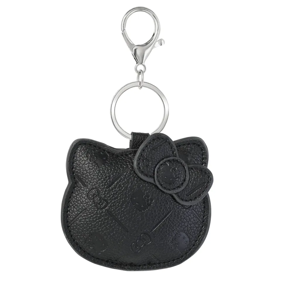 Hello Kitty Debossed Keychain nøkkelring svart med sølvfinish