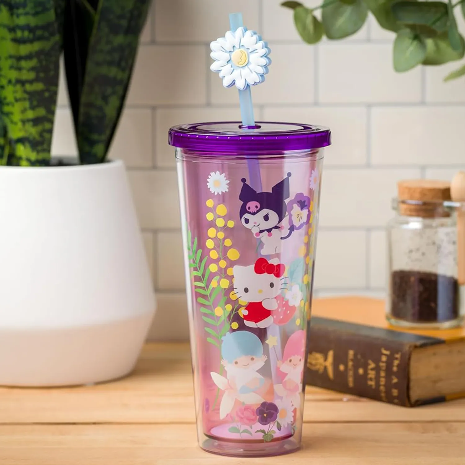Hello Kitty and Friends 24oz Floral reisekopp med sugerør