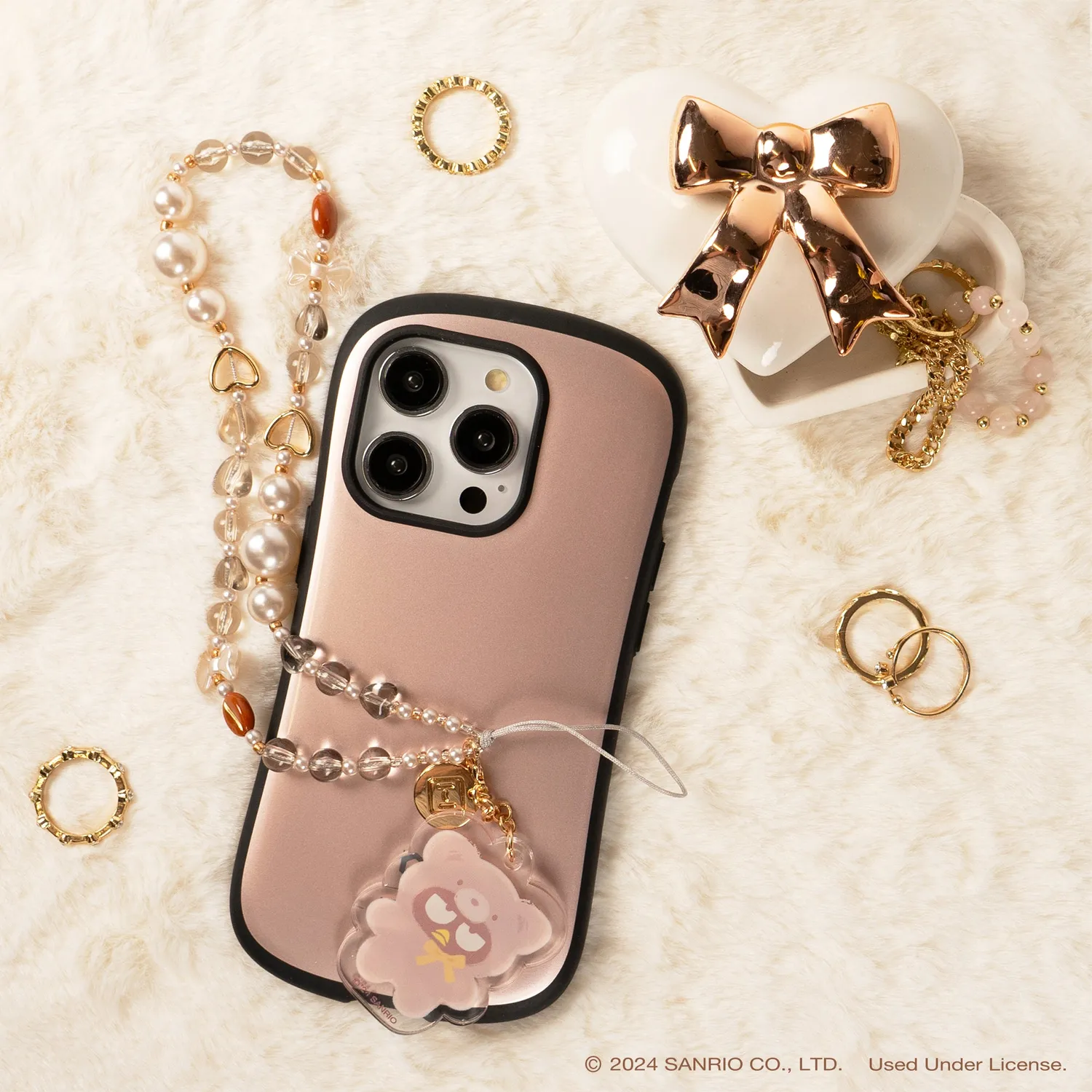 Hello Kitty and Friends Badtz-maru Latte Bear telefonrem med perler