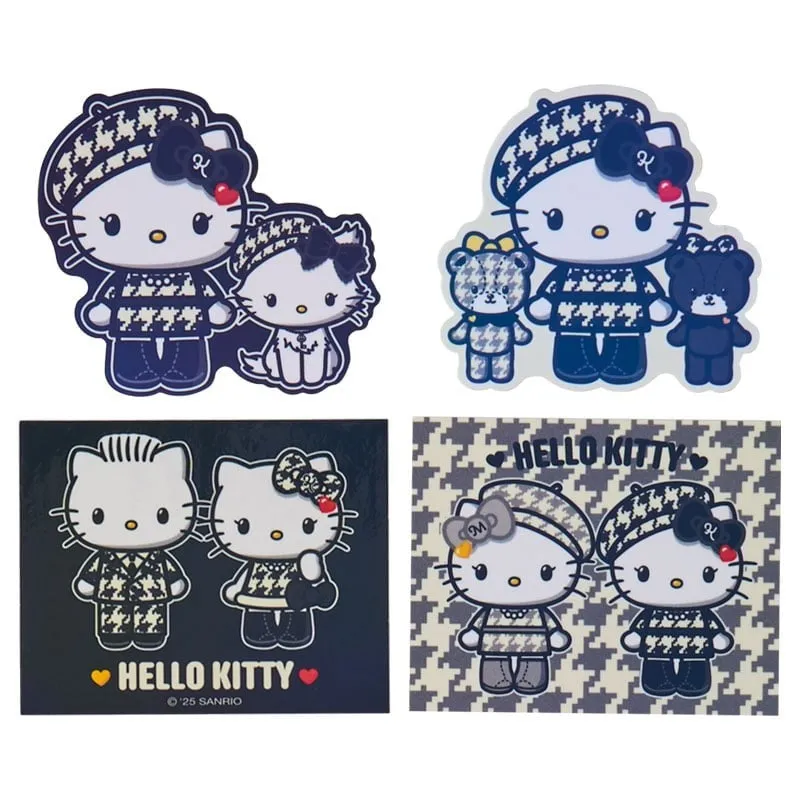 Hello Kitty Monochrome Birthday Twins Series 24-pakning klistremerker – svart-hvitt