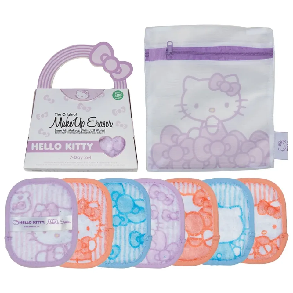 Hello Kitty MakeUp Eraser 7-Day Set sminkekluter pastell 7-pakning