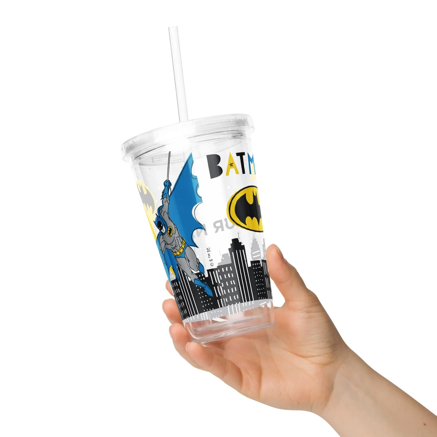 Batman Personalized plastkopp med sugerør 16 oz dobbel vegg