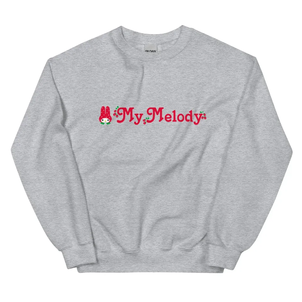 Hello Kitty My Melody Strawberry Logo Classic Crewneck collegegenser svart