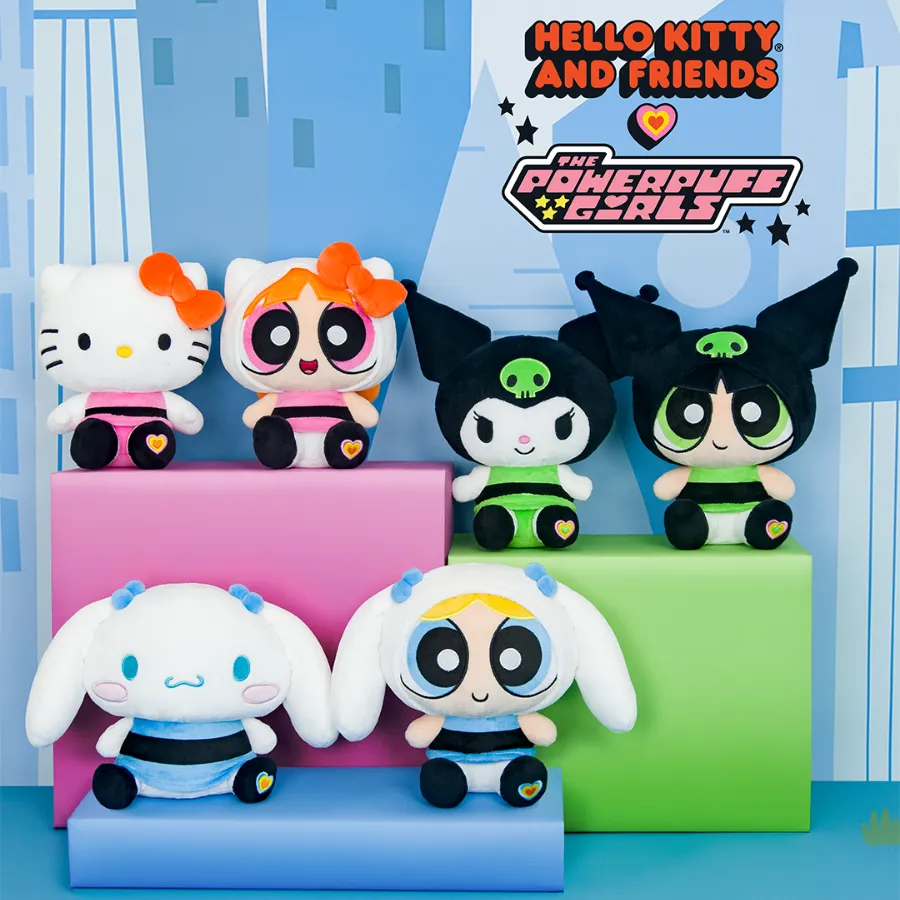 Hello Kitty Powerpuff Girls kosedyrsett Hello Kitty & Blossom 20 cm