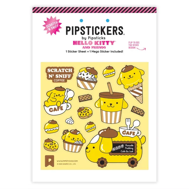 Hello Kitty Pompompurin x Pipsticks Café Cruiser klistremerker 2 stk duft