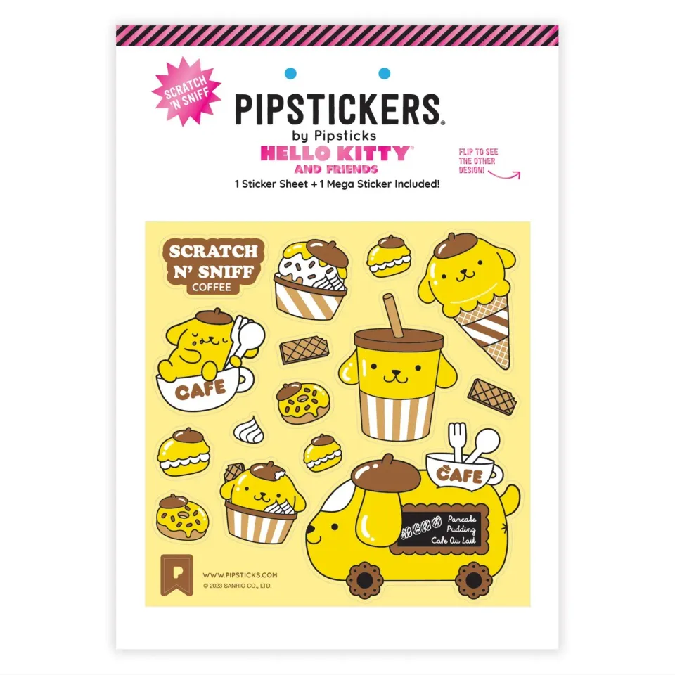 Hello Kitty Pompompurin x Pipsticks Café Cruiser klistremerker 2 stk duft