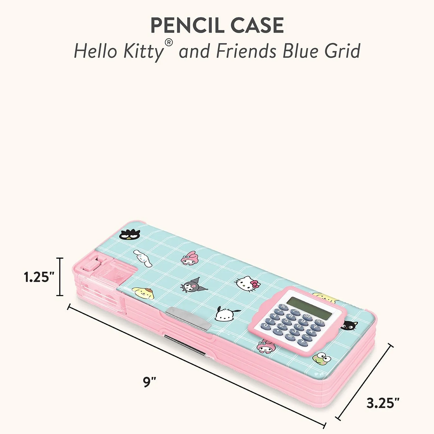 Hello Kitty and Friends x Studio Oh! Blue Grid pennal med kalkulator