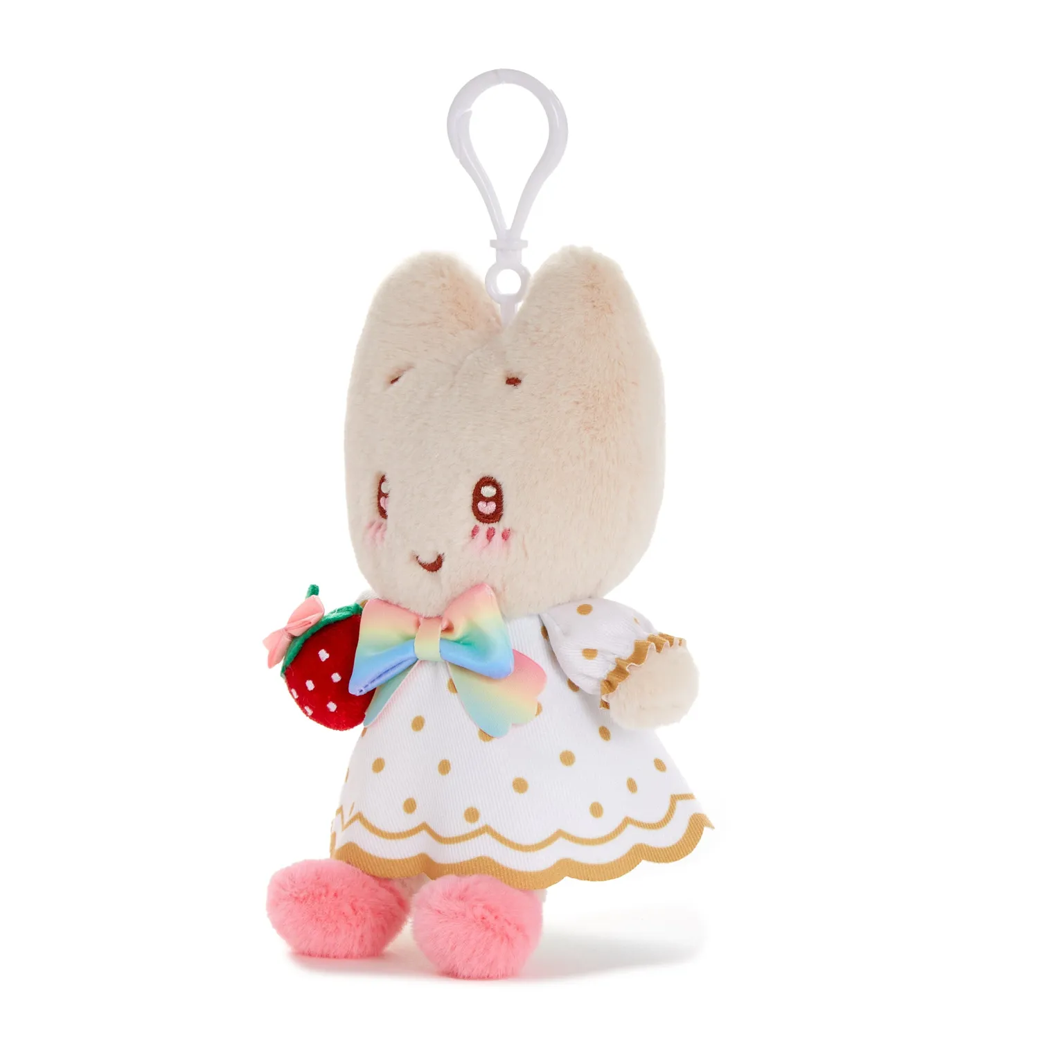Hello Kitty Strawberry Rainbow Marroncream maskotklips plysj