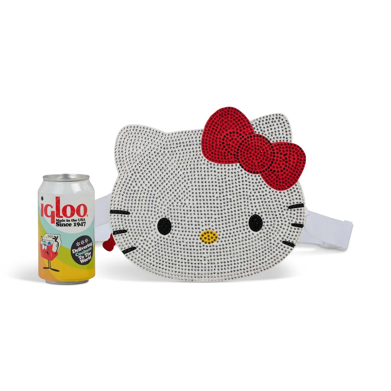 Hello Kitty x Igloo rhinestone kjølebag hvit rumpetaske
