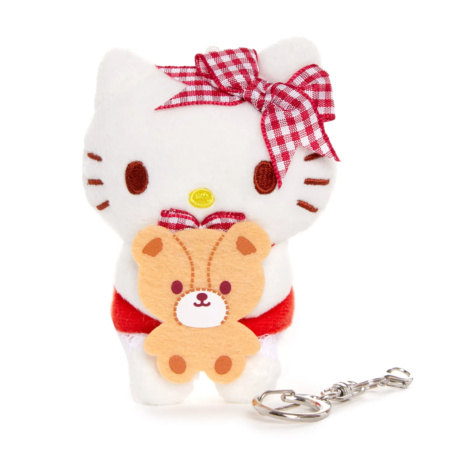 Hello Kitty Plush Mascot Keychain nøkkelring rød gingham