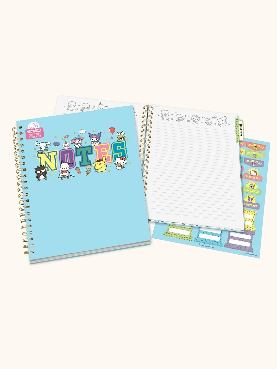 Hello Kitty and Friends x Studio Oh! College Letters Blue spiralnotatbok ekstra stor