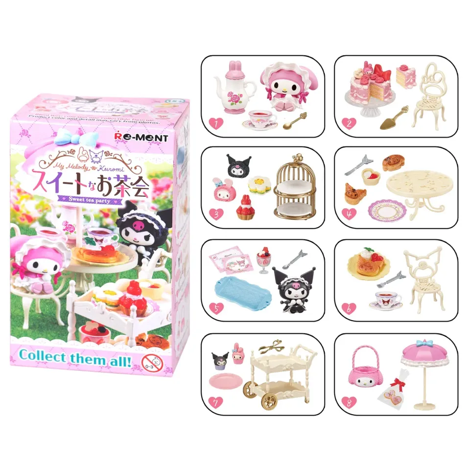 Hello Kitty Re-Ment My Melody & Kuromi Sweet Tea Party Blind Box Figure Set minifigurer