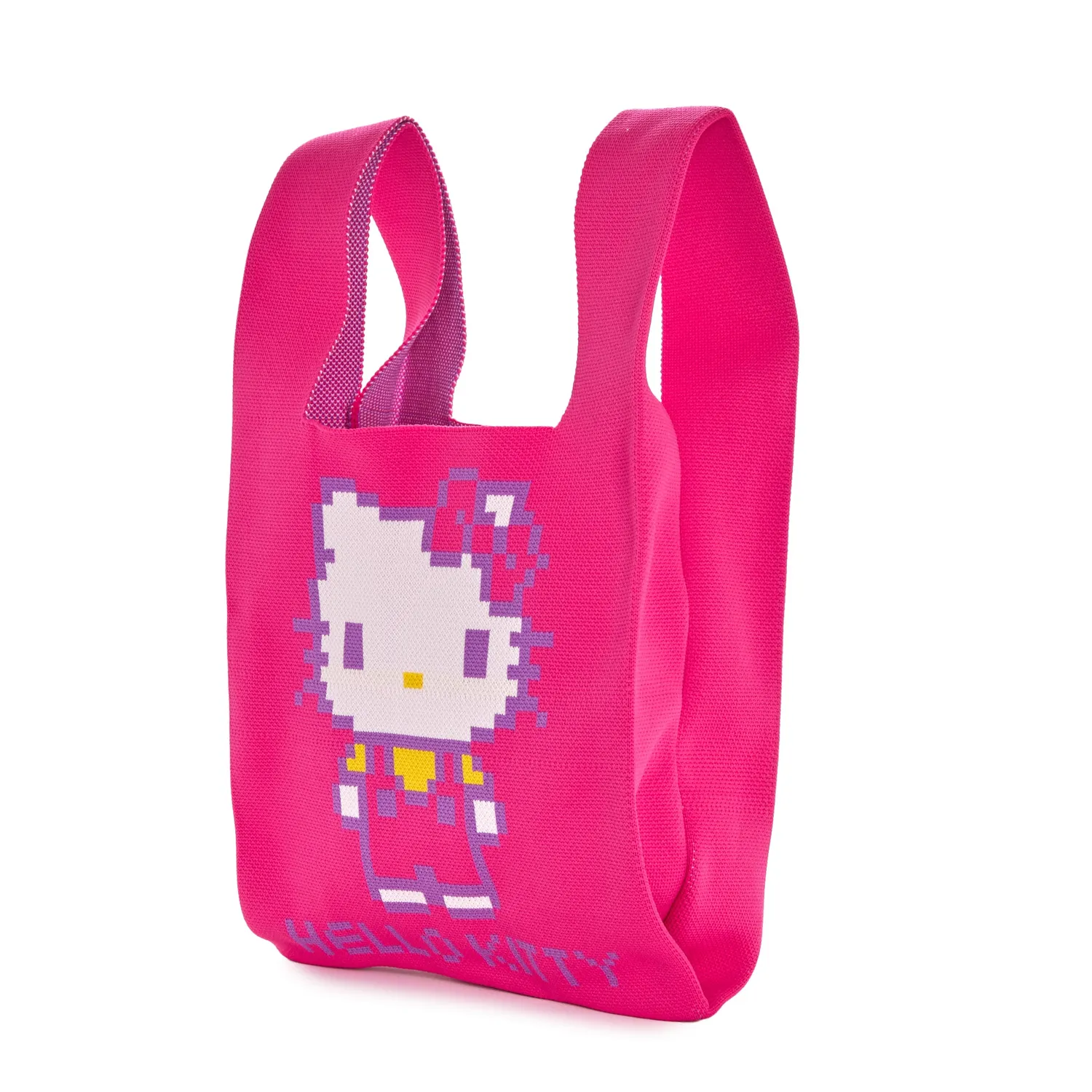 Hello Kitty Retro Pixel strikket handlenett rosa