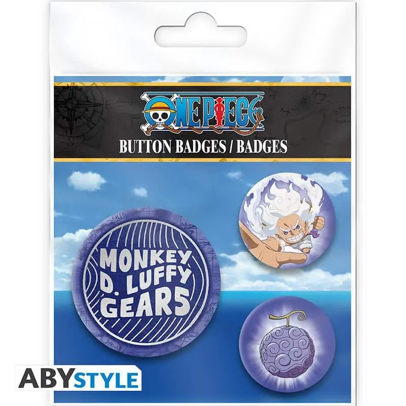 ABYstyle One Piece Luffy Gear 5 buttons 3-pakning stål