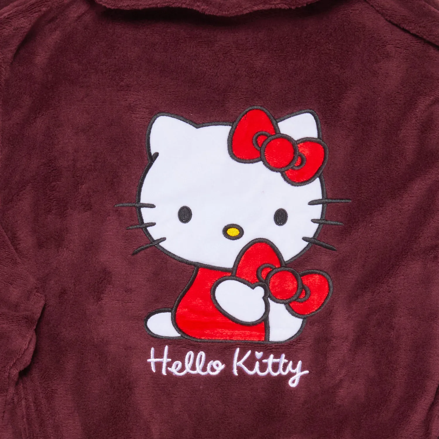 Hello Kitty Plush Lounge Robe morgenkåpe burgunder S/M og L/XL fleece