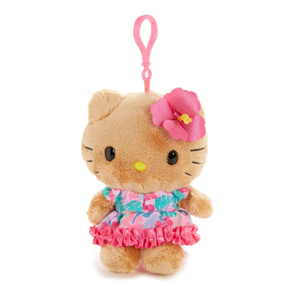 Hello Kitty Island Hibiscus Series Tan Plush Mascot Clip plysjklips