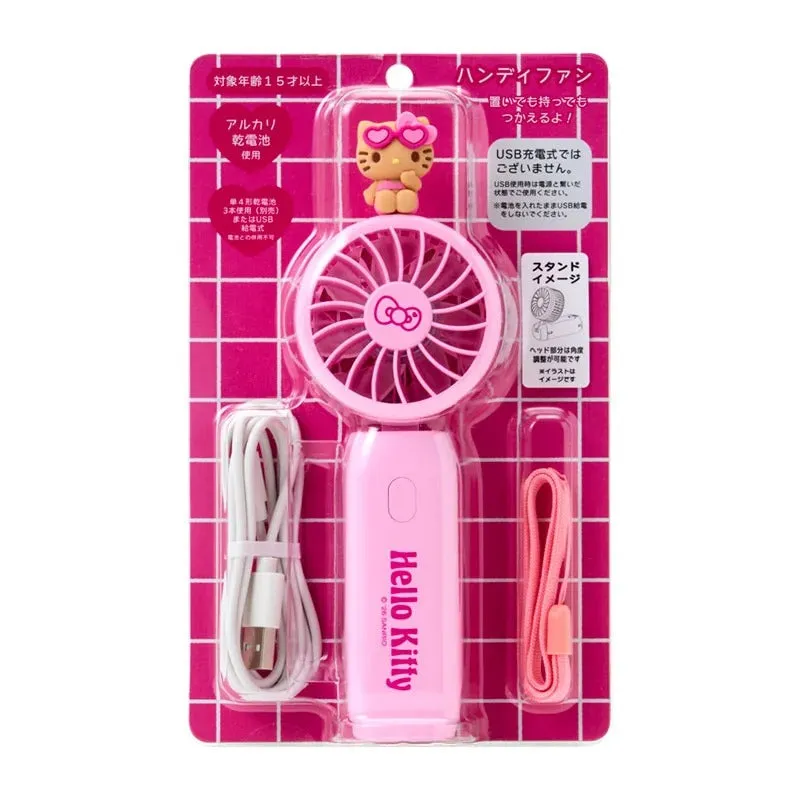 Hello Kitty 2-Way Portable Handy Fan håndvifte rosa USB og batteri