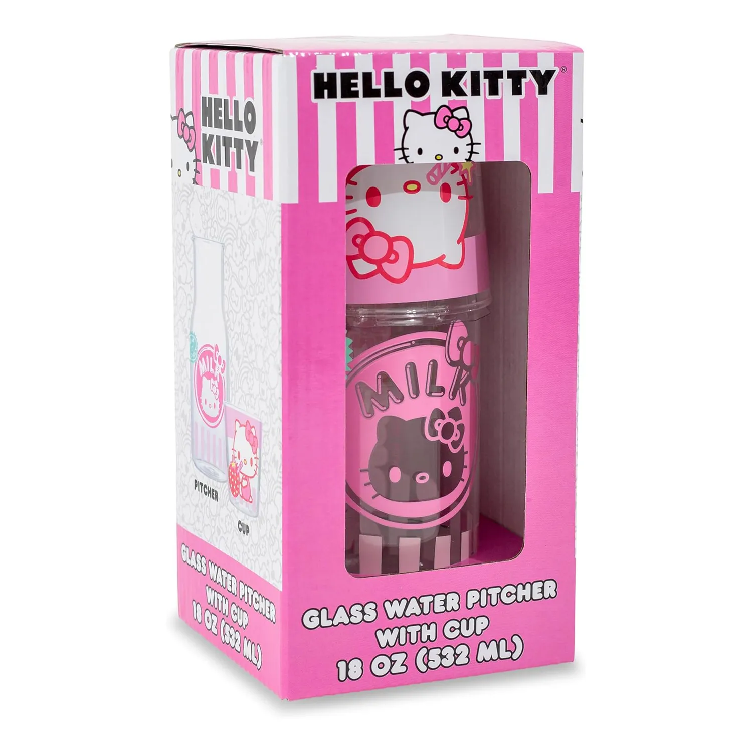 Hello Kitty Glass Carafe and Cup Set Strawberry Milk karaffelsett