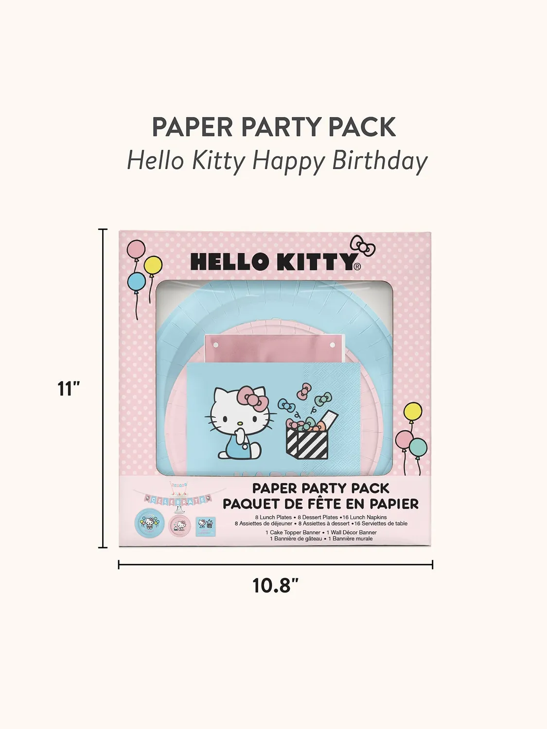 Hello Kitty Happy Birthday festsett papir, komplett bursdagspakke