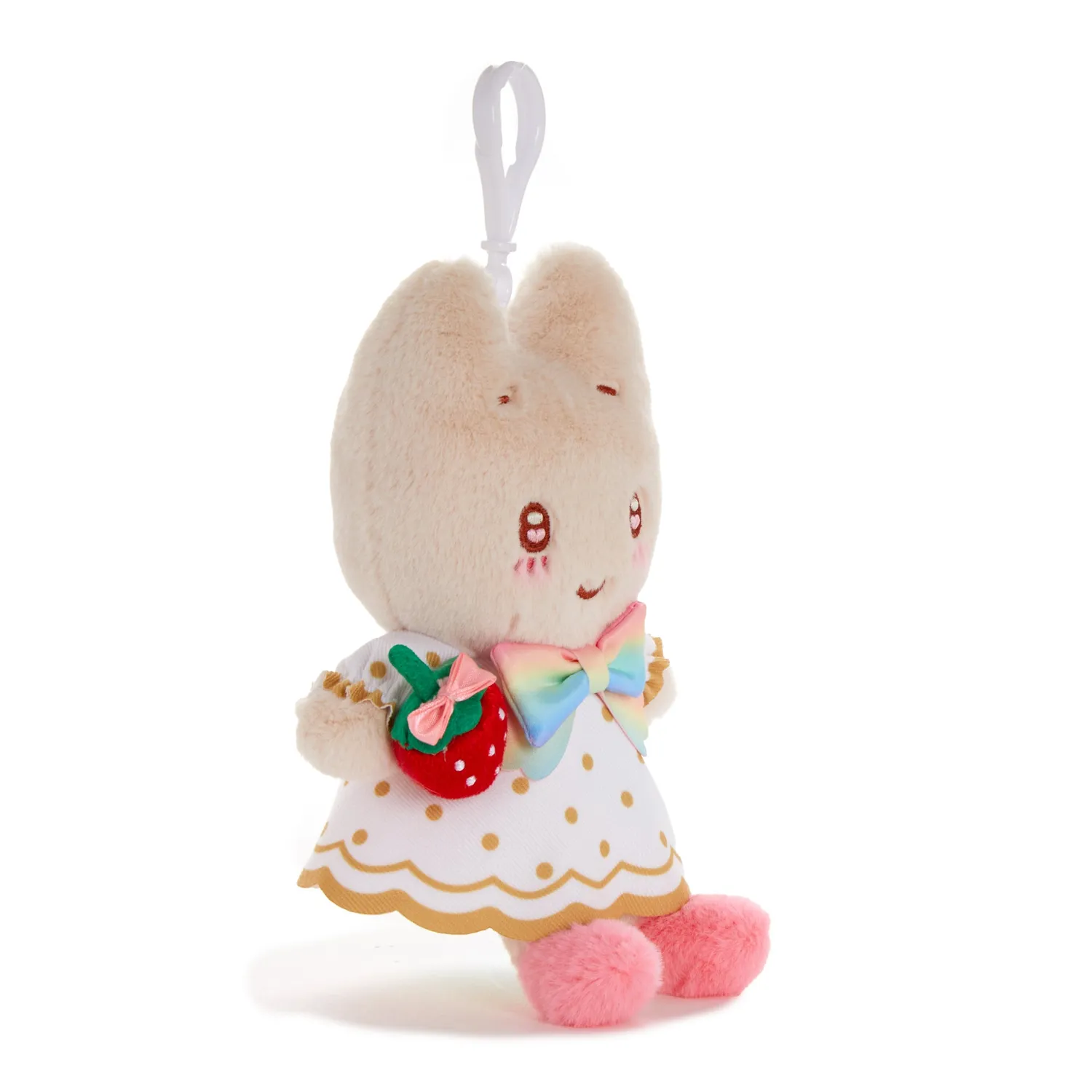 Hello Kitty Strawberry Rainbow Marroncream maskotklips plysj