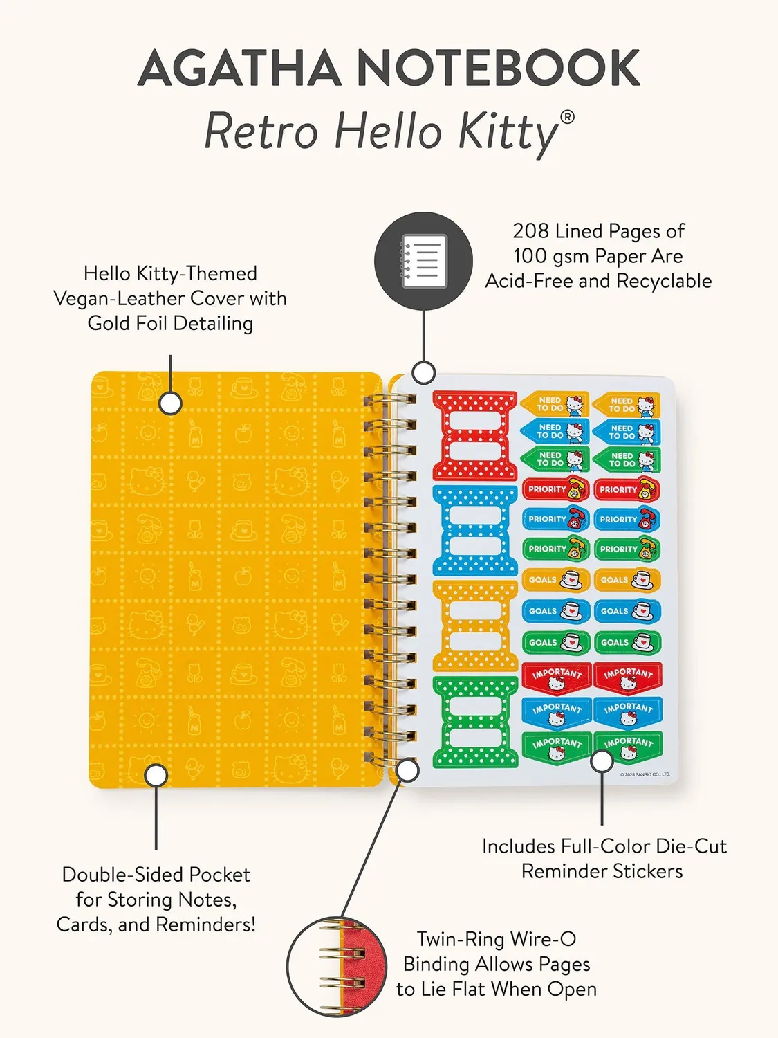 Hello Kitty x Studio Oh! Retro Red Agatha Notebook – notatbok