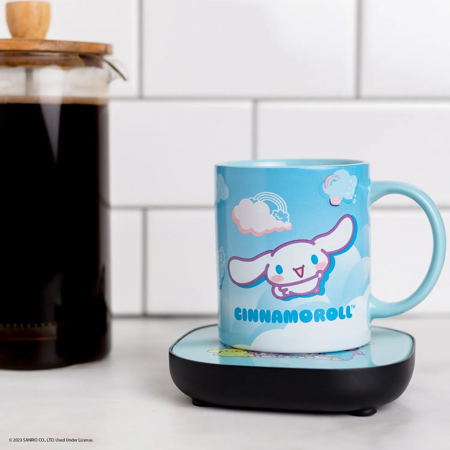 Hello Kitty Cinnamoroll Coffee Mug & Warmer Set krus og koppvarmer