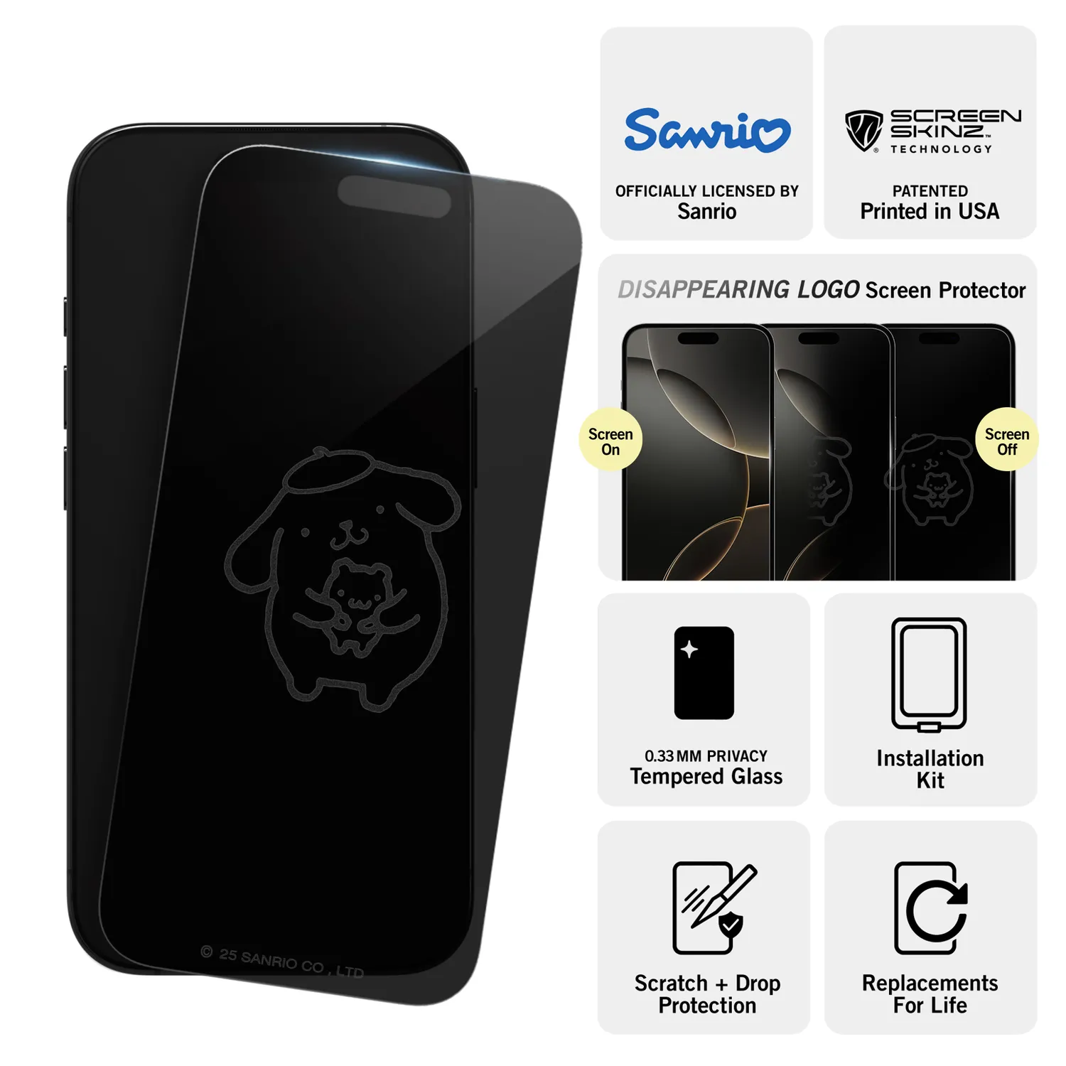 Hello Kitty Screen Skinz Pompompurin Hug iPhone Privacy Screen Protector