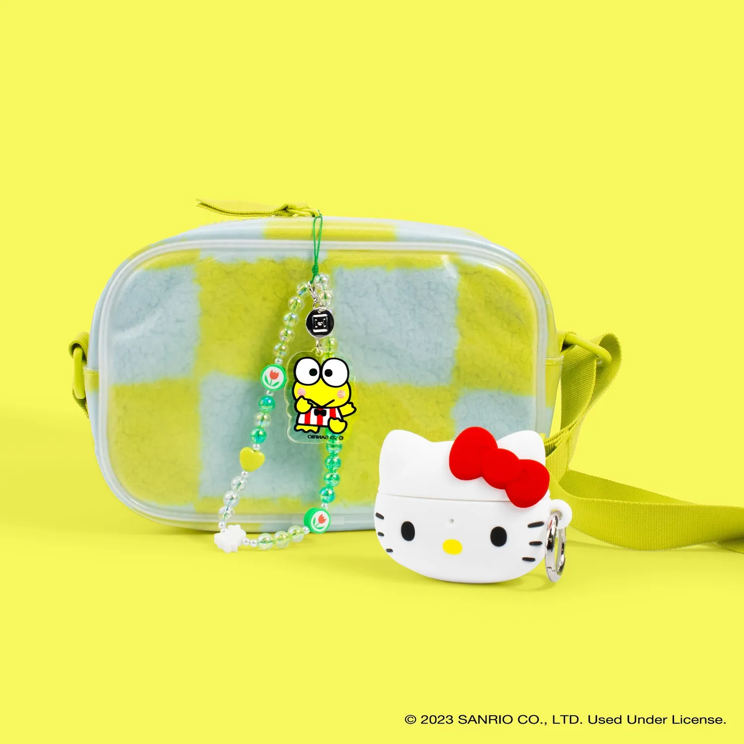 Hello Kitty Keroppi perlebesatt mobilstropp med avtakbart anheng
