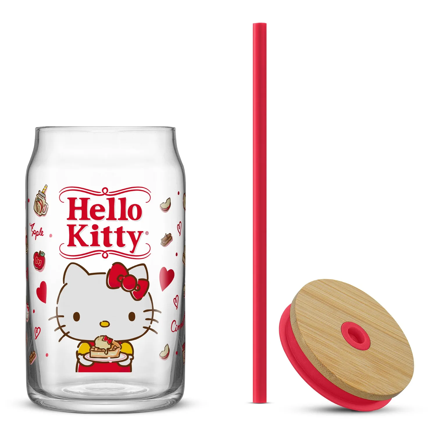 Hello Kitty Favorite Flavor Lidded Glass Tumbler glass med lokk 473 ml