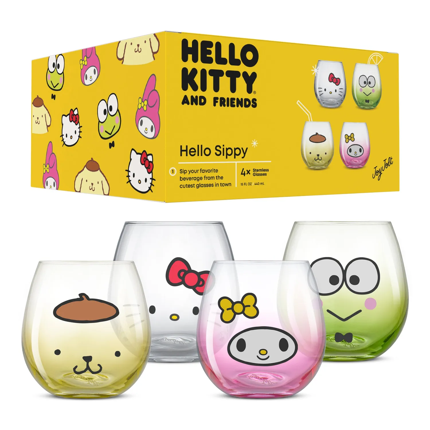 Hello Kitty JoyJolt Hello Kitty and Friends Hello Sippy Stemless Glasses glass 4 stk